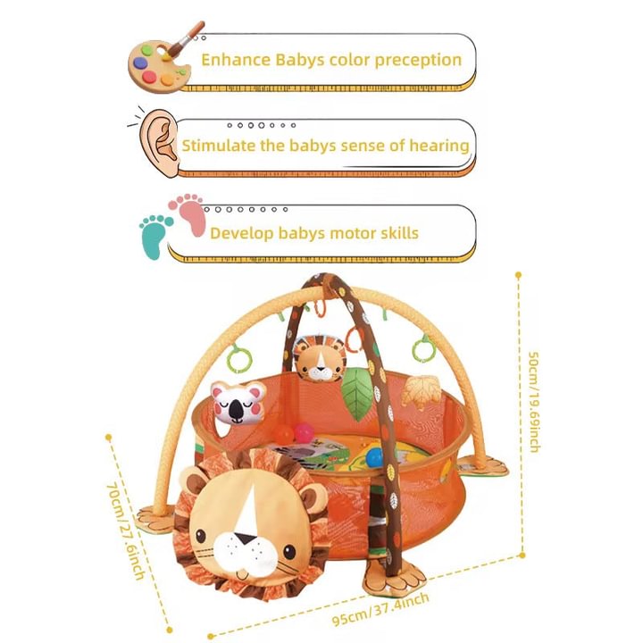 3-in-1 Lion Discovery Baby Play Mat & Ball Pit 4