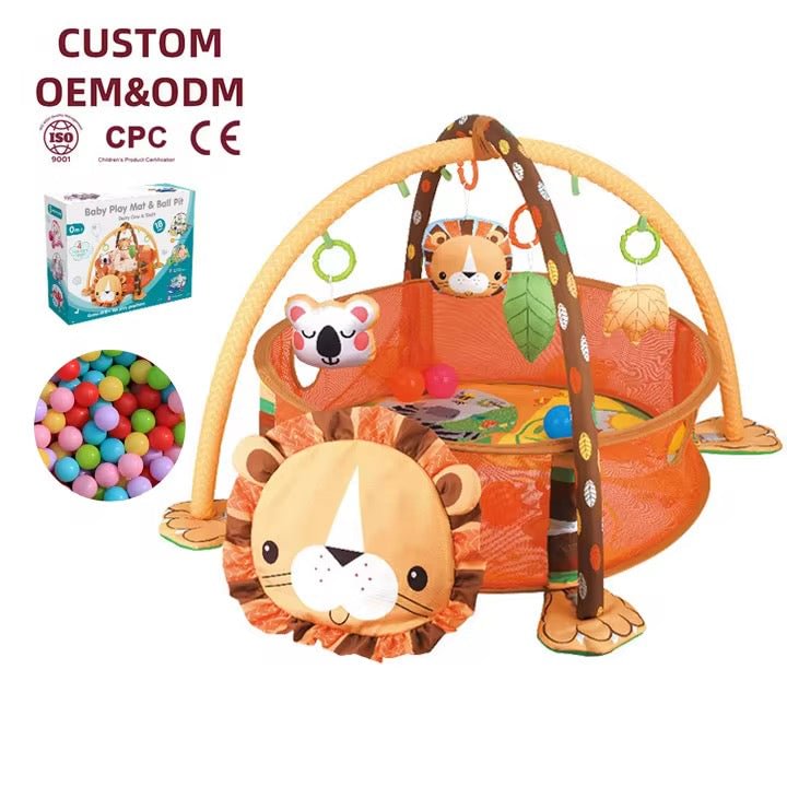 3-in-1 Lion Discovery Baby Play Mat & Ball Pit 2