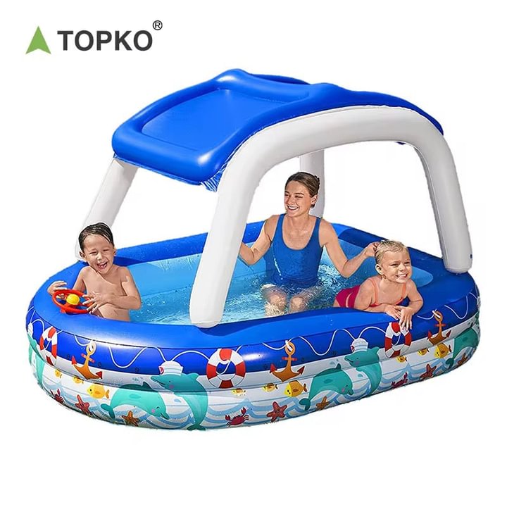 Kids' Boat Pool with Sunshade 4