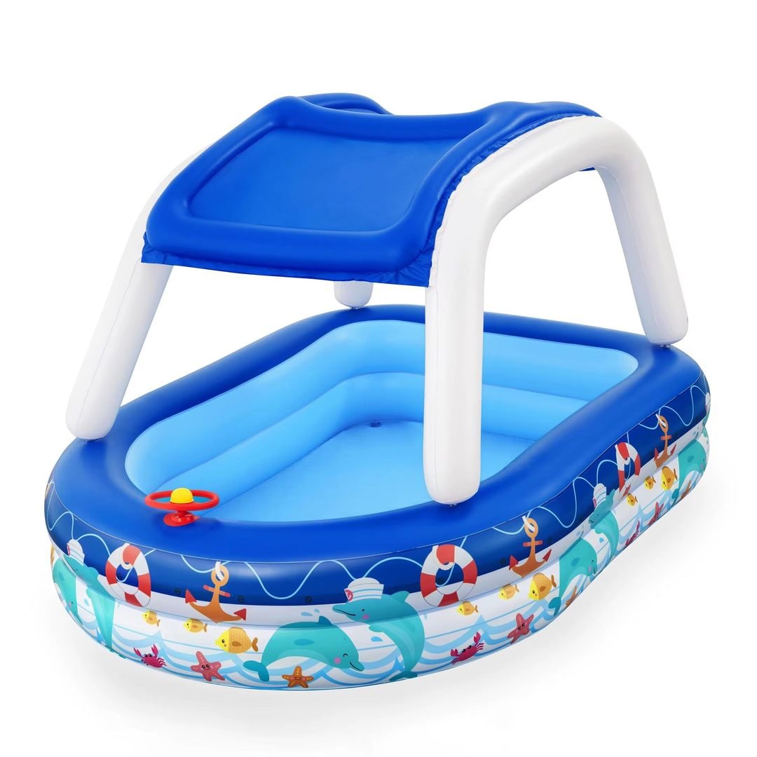 Kids' Boat Pool with Sunshade 1