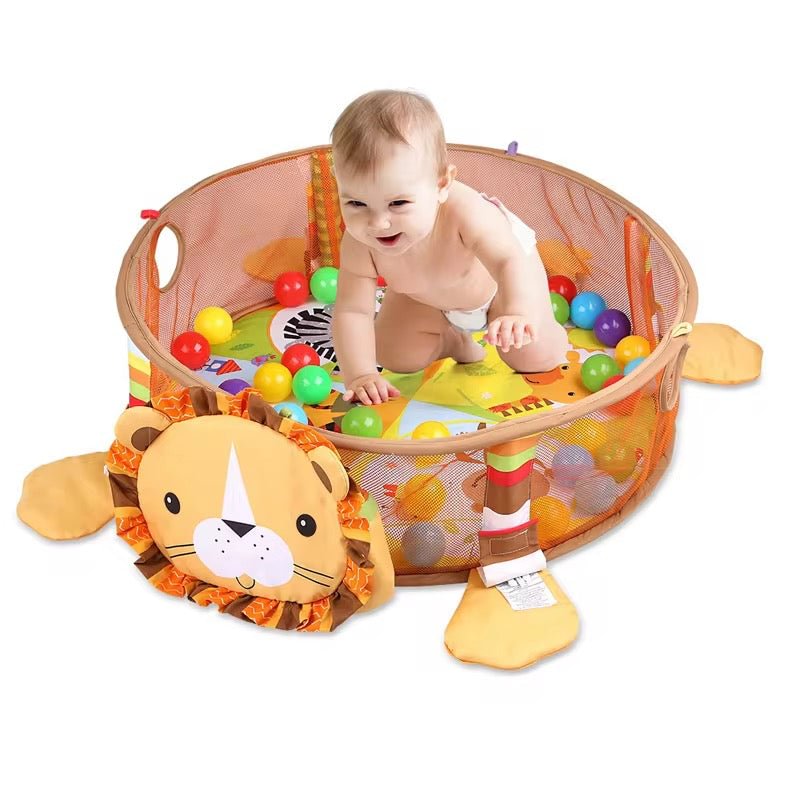 3-in-1 Lion Discovery Baby Play Mat & Ball Pit 1